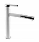 Round biała bateria kuchenna z wyciąganą wylewką