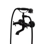 Retro czarna bateria wannowa z zestawem natryskowym