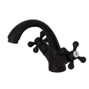 Retro czarna bateria umywalkowa stojąca