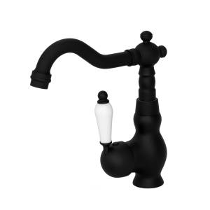 Retro VI czarna bateria umywalkowa wysoka nablatowa