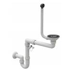 Syfon manualny przyścienny jednokomorowy do zlewu czarny