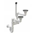 Syfon manualny dwukomorowy przyścienny do zlewu czarny