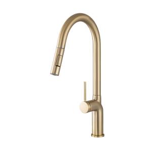 Bateria kuchenna z wyciąganą wylewką Vera brushed gold