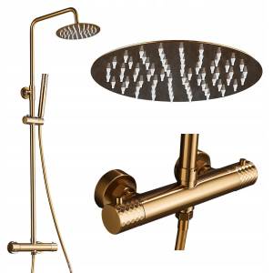 Zestaw natryskowy termostatyczny bateria Roy Pro brushed gold